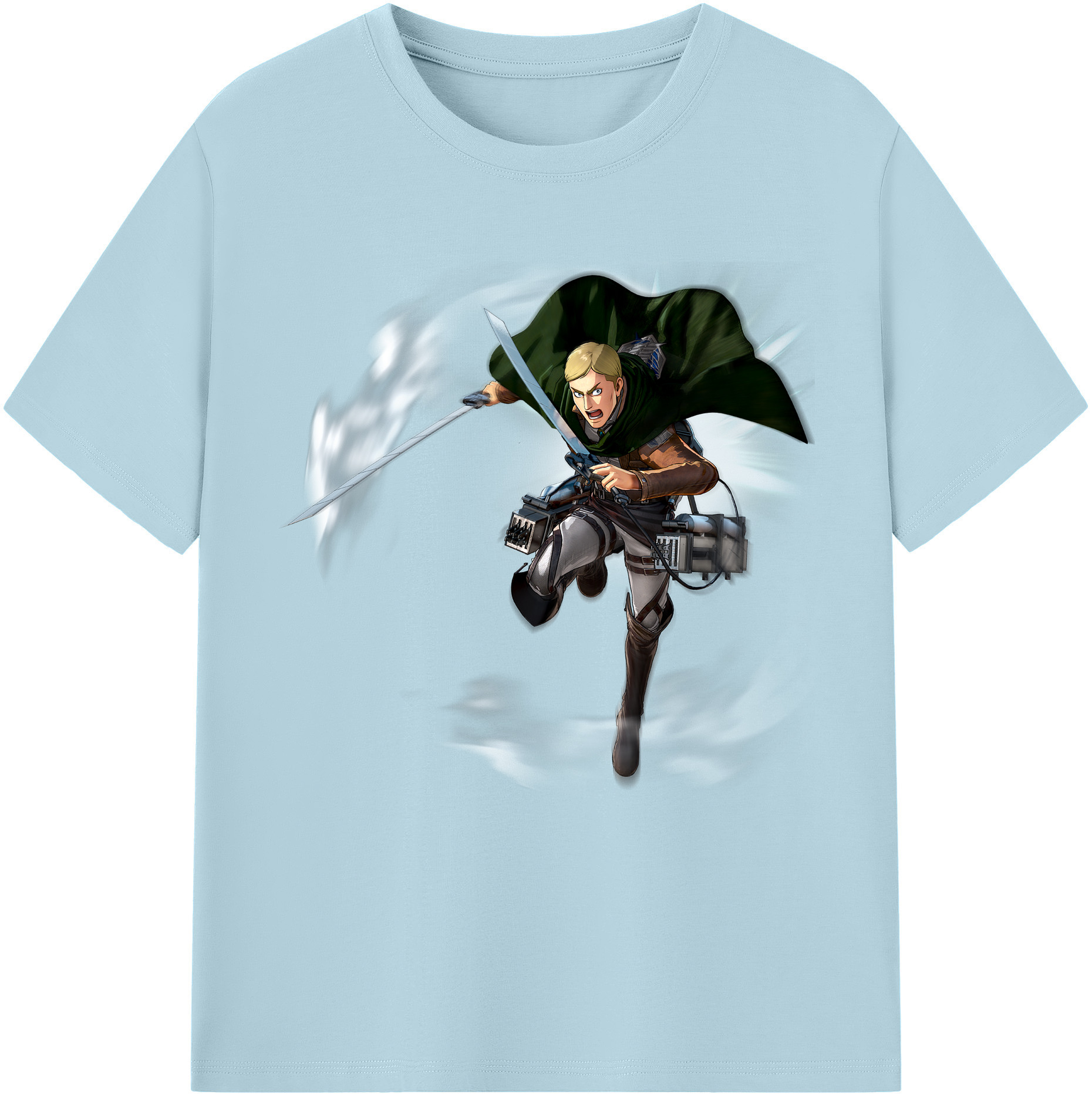 （画像用） 進撃の巨人 エルヴィン・スミス Attack on Titan Erwin Smith 綿100％半袖Tシャツ（フロントプリント）